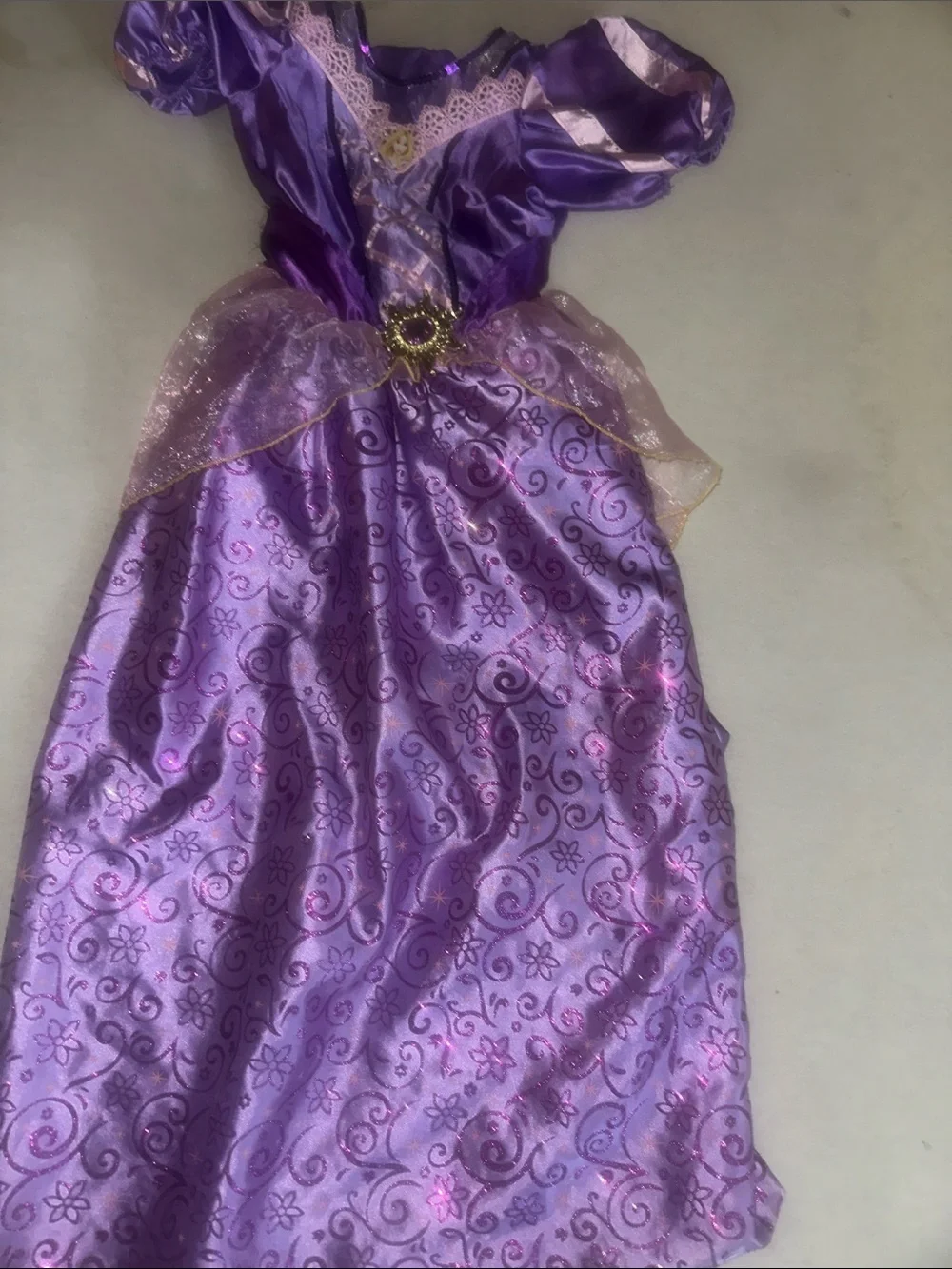 Kids OS Disney Purple Princess Satin Costume Dress with Gold Accents - Picture 1 of 3